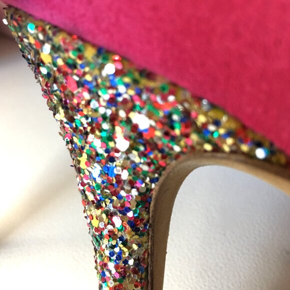 ♠️ KATE SPADE NEW YORK ♠️ Pink Suede Multi-Glitter Heels ♠️ 7.5W - Picture 11 of 16